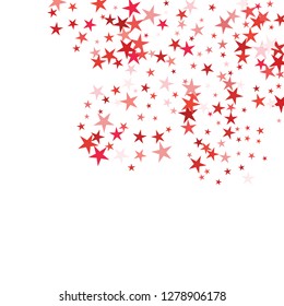 Falling stars confetti background, isolated on white. Vector colorful Birthday card design. Square card and frame.  Minimalistic template for holiday, party, birthday, wedding, solemnity invitation.