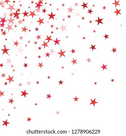 Falling stars confetti background, isolated on white. Vector colorful Birthday card design. Square card and frame.  Minimalistic template for holiday, party, birthday, wedding, solemnity invitation.