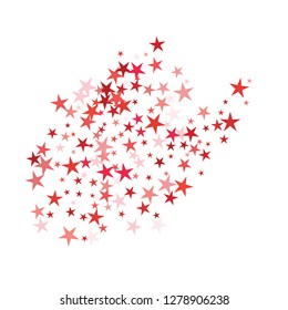 Falling stars confetti background, isolated on white. Vector colorful Birthday card design. Square card and frame.  Minimalistic template for holiday, party, birthday, wedding, solemnity invitation.