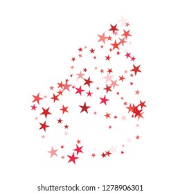 Falling stars confetti background, isolated on white. Vector colorful Birthday card design. Square card and frame.  Minimalistic template for holiday, party, birthday, wedding, solemnity invitation.