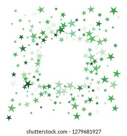 Falling stars confetti background, isolated on white. Vector colorful Birthday card design. Square card and frame.  Minimalistic template for holiday, party, birthday, wedding, solemnity invitation.