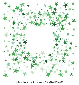 Falling stars confetti background, isolated on white. Vector colorful Birthday card design. Square card and frame.  Minimalistic template for holiday, party, birthday, wedding, solemnity invitation.