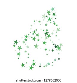 Falling stars confetti background, isolated on white. Vector colorful Birthday card design. Square card and frame.  Minimalistic template for holiday, party, birthday, wedding, solemnity invitation.