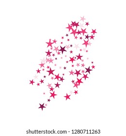 Falling stars confetti background, isolated on white. Vector colorful Birthday card design. Square card and frame.  Minimalistic template for holiday, party, birthday, wedding, solemnity invitation.