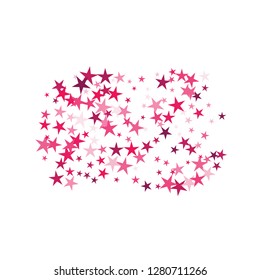 Falling stars confetti background, isolated on white. Vector colorful Birthday card design. Square card and frame.  Minimalistic template for holiday, party, birthday, wedding, solemnity invitation.
