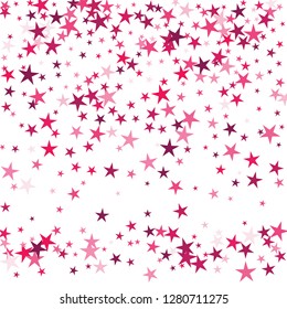 Falling stars confetti background, isolated on white. Vector colorful Birthday card design. Square card and frame.  Minimalistic template for holiday, party, birthday, wedding, solemnity invitation.