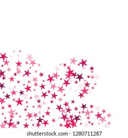 Falling stars confetti background, isolated on white. Vector colorful Birthday card design. Square card and frame.  Minimalistic template for holiday, party, birthday, wedding, solemnity invitation.