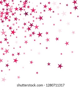 Falling stars confetti background, isolated on white. Vector colorful Birthday card design. Square card and frame.  Minimalistic template for holiday, party, birthday, wedding, solemnity invitation.