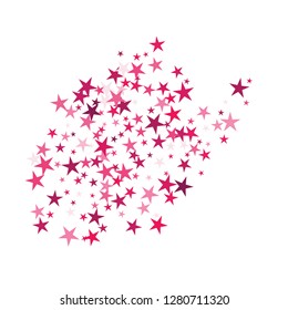 Falling stars confetti background, isolated on white. Vector colorful Birthday card design. Square card and frame.  Minimalistic template for holiday, party, birthday, wedding, solemnity invitation.