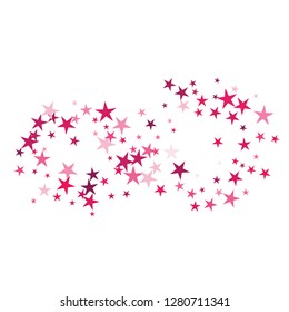 Falling stars confetti background, isolated on white. Vector colorful Birthday card design. Square card and frame.  Minimalistic template for holiday, party, birthday, wedding, solemnity invitation.