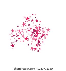 Falling stars confetti background, isolated on white. Vector colorful Birthday card design. Square card and frame.  Minimalistic template for holiday, party, birthday, wedding, solemnity invitation.