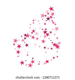 Falling stars confetti background, isolated on white. Vector colorful Birthday card design. Square card and frame.  Minimalistic template for holiday, party, birthday, wedding, solemnity invitation.