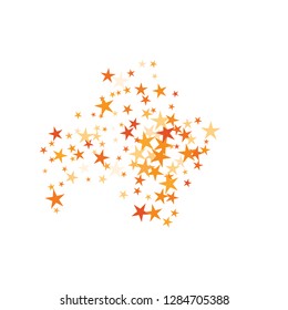 Falling stars confetti background, isolated on white. Vector colorful Birthday card design. Square card and frame.  Minimalistic template for holiday, party, birthday, wedding, solemnity invitation.