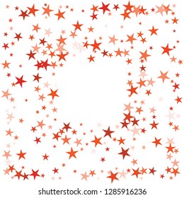 Falling stars confetti background, isolated on white. Vector colorful Birthday card design. Square card and frame.  Minimalistic template for holiday, party, birthday, wedding, solemnity invitation.