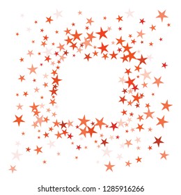 Falling stars confetti background, isolated on white. Vector colorful Birthday card design. Square card and frame.  Minimalistic template for holiday, party, birthday, wedding, solemnity invitation.