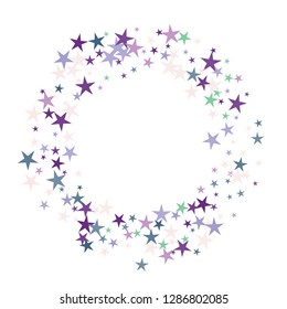 Falling stars confetti background, isolated on white. Vector colorful Birthday card design. Square card and frame.  Minimalistic template for holiday, party, birthday, wedding, solemnity invitation.