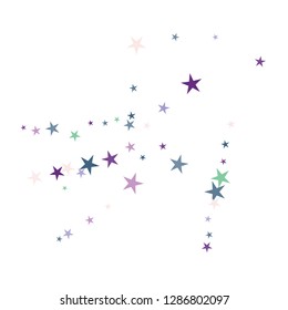 Falling stars confetti background, isolated on white. Vector colorful Birthday card design. Square card and frame.  Minimalistic template for holiday, party, birthday, wedding, solemnity invitation.