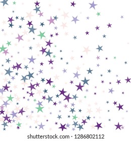 Falling stars confetti background, isolated on white. Vector colorful Birthday card design. Square card and frame.  Minimalistic template for holiday, party, birthday, wedding, solemnity invitation.
