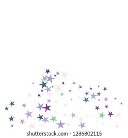 Falling stars confetti background, isolated on white. Vector colorful Birthday card design. Square card and frame.  Minimalistic template for holiday, party, birthday, wedding, solemnity invitation.