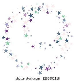 Falling stars confetti background, isolated on white. Vector colorful Birthday card design. Square card and frame.  Minimalistic template for holiday, party, birthday, wedding, solemnity invitation.