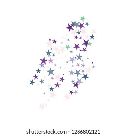 Falling stars confetti background, isolated on white. Vector colorful Birthday card design. Square card and frame.  Minimalistic template for holiday, party, birthday, wedding, solemnity invitation.