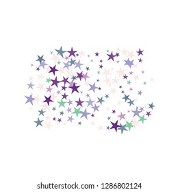 Falling stars confetti background, isolated on white. Vector colorful Birthday card design. Square card and frame.  Minimalistic template for holiday, party, birthday, wedding, solemnity invitation.
