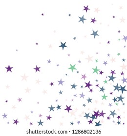Falling stars confetti background, isolated on white. Vector colorful Birthday card design. Square card and frame.  Minimalistic template for holiday, party, birthday, wedding, solemnity invitation.