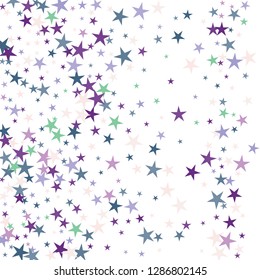 Falling stars confetti background, isolated on white. Vector colorful Birthday card design. Square card and frame.  Minimalistic template for holiday, party, birthday, wedding, solemnity invitation.