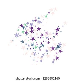 Falling stars confetti background, isolated on white. Vector colorful Birthday card design. Square card and frame.  Minimalistic template for holiday, party, birthday, wedding, solemnity invitation.