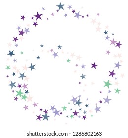 Falling stars confetti background, isolated on white. Vector colorful Birthday card design. Square card and frame.  Minimalistic template for holiday, party, birthday, wedding, solemnity invitation.