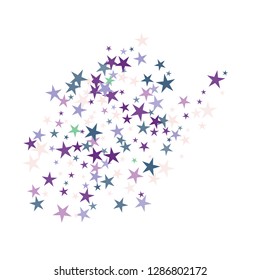 Falling stars confetti background, isolated on white. Vector colorful Birthday card design. Square card and frame.  Minimalistic template for holiday, party, birthday, wedding, solemnity invitation.