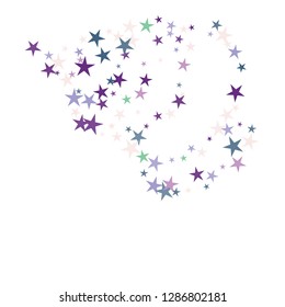 Falling stars confetti background, isolated on white. Vector colorful Birthday card design. Square card and frame.  Minimalistic template for holiday, party, birthday, wedding, solemnity invitation.