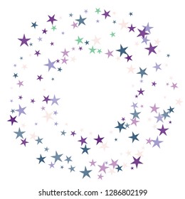 Falling stars confetti background, isolated on white. Vector colorful Birthday card design. Square card and frame.  Minimalistic template for holiday, party, birthday, wedding, solemnity invitation.