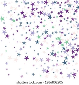 Falling stars confetti background, isolated on white. Vector colorful Birthday card design. Square card and frame.  Minimalistic template for holiday, party, birthday, wedding, solemnity invitation.