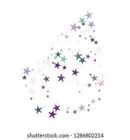 Falling stars confetti background, isolated on white. Vector colorful Birthday card design. Square card and frame.  Minimalistic template for holiday, party, birthday, wedding, solemnity invitation.
