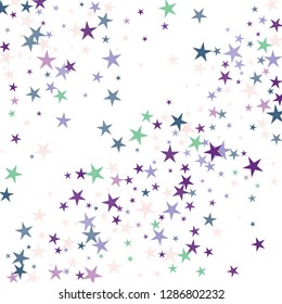 Falling stars confetti background, isolated on white. Vector colorful Birthday card design. Square card and frame.  Minimalistic template for holiday, party, birthday, wedding, solemnity invitation.