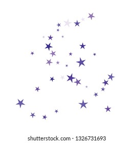 Falling stars confetti background, isolated on white. Vector colorful deep purple design. Square card and frame. Minimalistic template for holiday, party, birthday, wedding, solemnity invitation.
