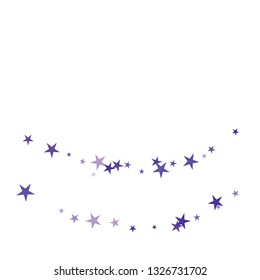 Falling stars confetti background, isolated on white. Vector colorful deep purple design. Square card and frame. Minimalistic template for holiday, party, birthday, wedding, solemnity invitation.