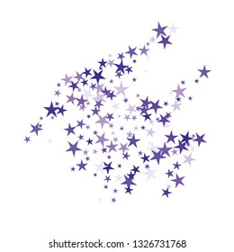 Falling stars confetti background, isolated on white. Vector colorful deep purple design. Square card and frame. Minimalistic template for holiday, party, birthday, wedding, solemnity invitation.