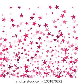 Falling stars confetti background, isolated on white. Vector colorful Birthday card design. Square card and frame. Template for holiday, party, birthday, wedding, solemnity.