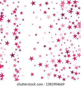 Falling stars confetti background, isolated on white. Vector colorful Birthday card design. Square card and frame. Template for holiday, party, birthday, wedding, solemnity.