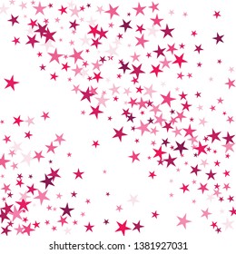 Falling stars confetti background, isolated on white. Vector colorful Birthday card design. Square card and frame. Template for holiday, party, birthday, wedding, solemnity.