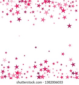 Falling stars confetti background, isolated on white. Vector colorful Birthday card design. Square card and frame. Template for holiday, party, birthday, wedding, solemnity.