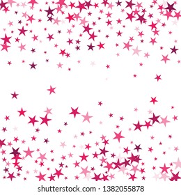 Falling stars confetti background, isolated on white. Vector colorful Birthday card design. Square card and frame. Template for holiday, party, birthday, wedding, solemnity.