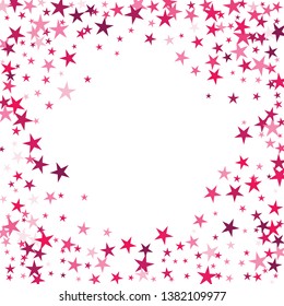 Falling stars confetti background, isolated on white. Vector colorful Birthday card design. Square card and frame. Template for holiday, party, birthday, wedding, solemnity.