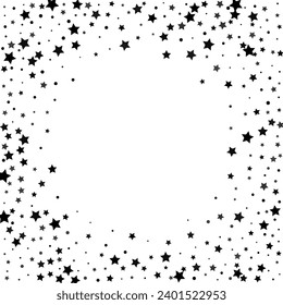 Falling stars confetti. Black, white colors. Festive background on a white background. Design element. Vector illustration