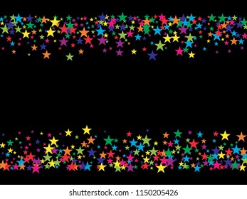 Falling Stars Confetti Vector Magic Cosmic Garland. Fairy Christmas Lights, Gamour Sparkles Glitter for Birthday Party Hipster Frame. Noble Rich New Year Holiday Premium Texture Gold Star Explosion