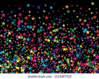 Falling Stars Confetti Vector Magic Cosmic Garland. Magic Christmas Lights, Gamour Sparkles, Glitter for Birthday Party Celebration. New Year Holiday Falling Down Stars Confetti, Gift Decor