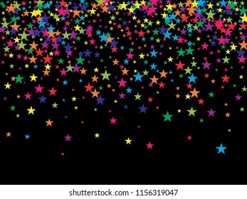 Falling Stars Confetti Vector Magic Cosmic Garland. Fairy Christmas Lights, Gamour Sparkles Glitter for Birthday Party Hipster Frame. New Year Holiday Falling Texture Stars Confetti, Gift Decor