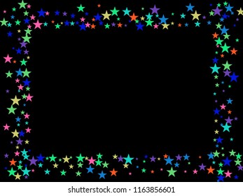 Falling Stars Confetti Vector Magic Cosmic Garland. Fairy Christmas Lights, Gamour Sparkles Glitter for Birthday Party Hipster Frame. Elegant New Year Holiday Premium Texture Gold Star Explosion